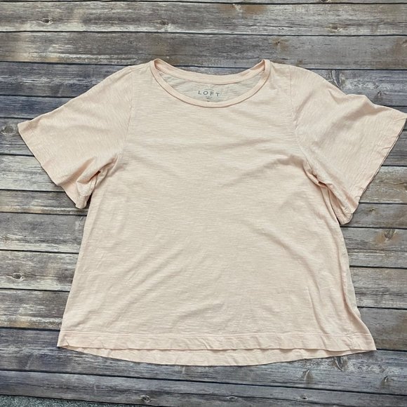 LOFT Light Pink Cotton Short Bell Sleeve Tee - Picture 2 of 12